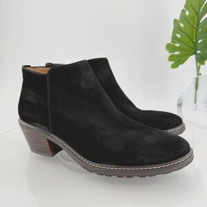 Sam Edelman Womens Pryce Ankle Boots Black Suede Block Heel Zip Up Size 9.5M